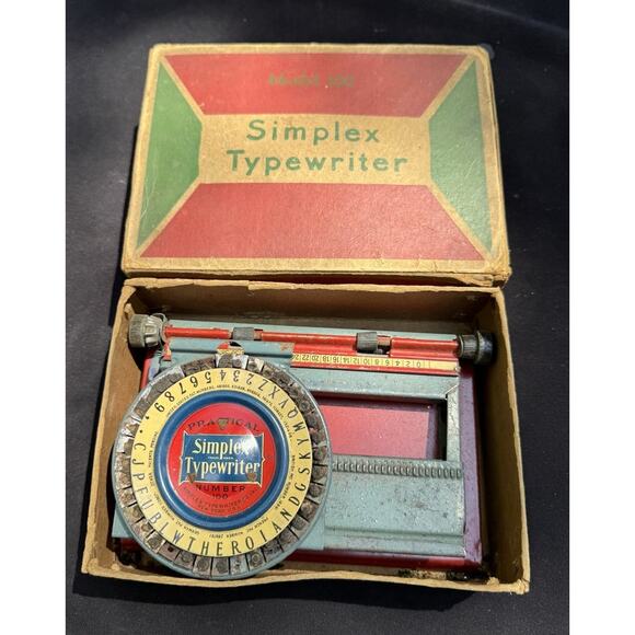 1931 Simplex Toy Typewriter Model 100 With Original Box - Rare!